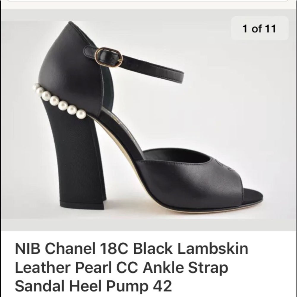 *SOLD* Chanel Black Lambskin Pearl Pump 42